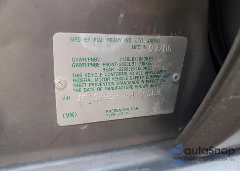 2006 Subaru Forester 2.5X Premium z USA, uszkodzony, nr VIN JF1SG656X6H759663